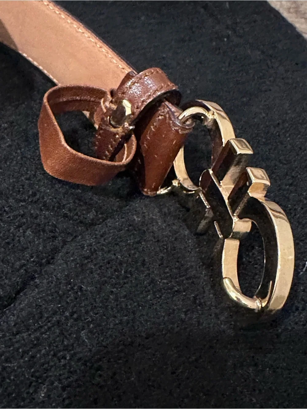 Salvatore Ferragamo Brown Leather Belt with Gold Gancini Buckle